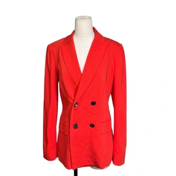 DONNA KARAN New York Women's double-breasted blazer Poppy Orange Sz Small Sz 6 - Picture 7 of 8